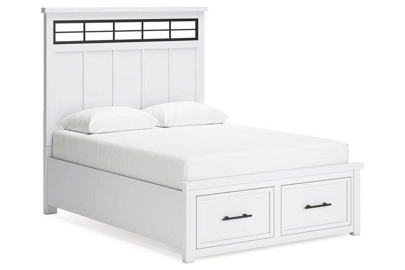 Ashbryn White/Natural Queen Platform Storage Bed - Gate FurnitureQueen Bed