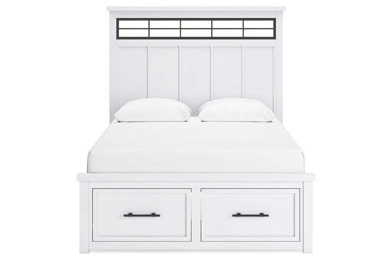 Ashbryn White/Natural Queen Platform Storage Bed - Gate FurnitureQueen Bed