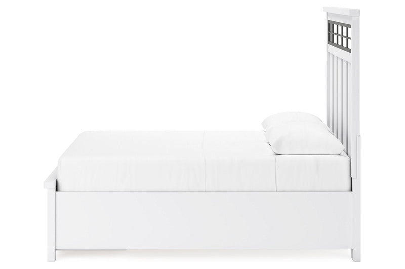 Ashbryn White/Natural Queen Platform Storage Bed - Gate FurnitureQueen Bed