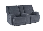 Asheville - Gray Manual Recliner Loveseat with Storage Console and Cup Holder - L613-L