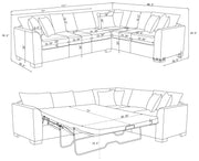 Ashford Chenille Upholstered Sleeper Sectional Sofa Greige - 500818