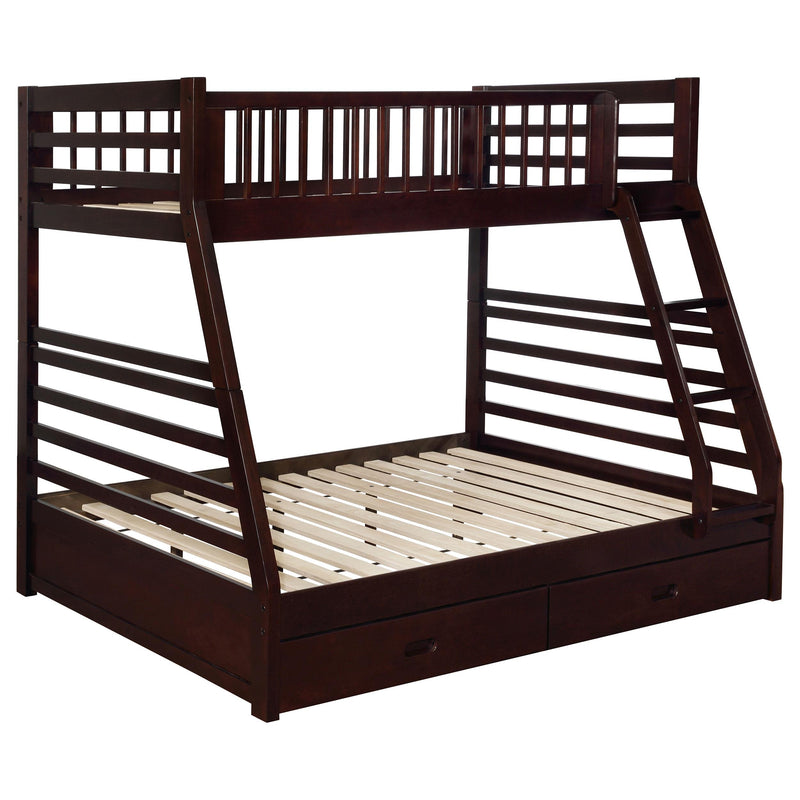 Ashton 2-drawer Wood Twin Over Full Bunk Bed Cappuccino - 460184