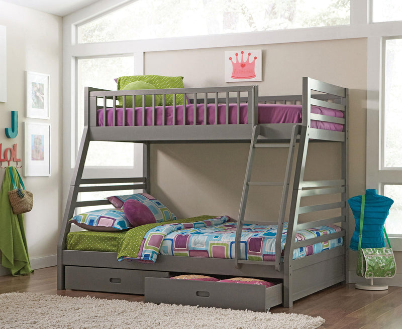 Ashton 2-drawer Wood Twin Over Full Bunk Bed Grey - 460182