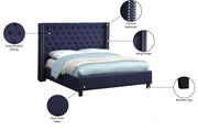 Ashton Linen Textured King Bed Blue - Gate FurnitureKing Bed