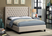 Ashton Linen Textured Queen Bed Beige - Gate FurnitureQueen Bed