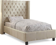 Ashton Linen Textured Twin Bed Beige - Gate FurnitureTwin Bed