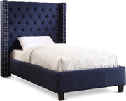 Ashton Linen Textured Twin Bed Blue - Gate FurnitureTwin Bed
