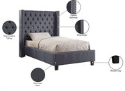 Ashton Linen Textured Twin Bed Grey - Gate FurnitureTwin Bed