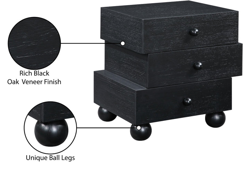 Askew Oak Veneer Nightstand in Black - 327Black-NS
