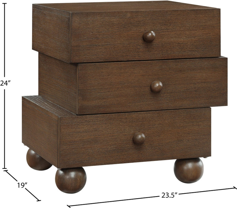 Askew Oak Veneer Nightstand in Brown - 327Brown-NS