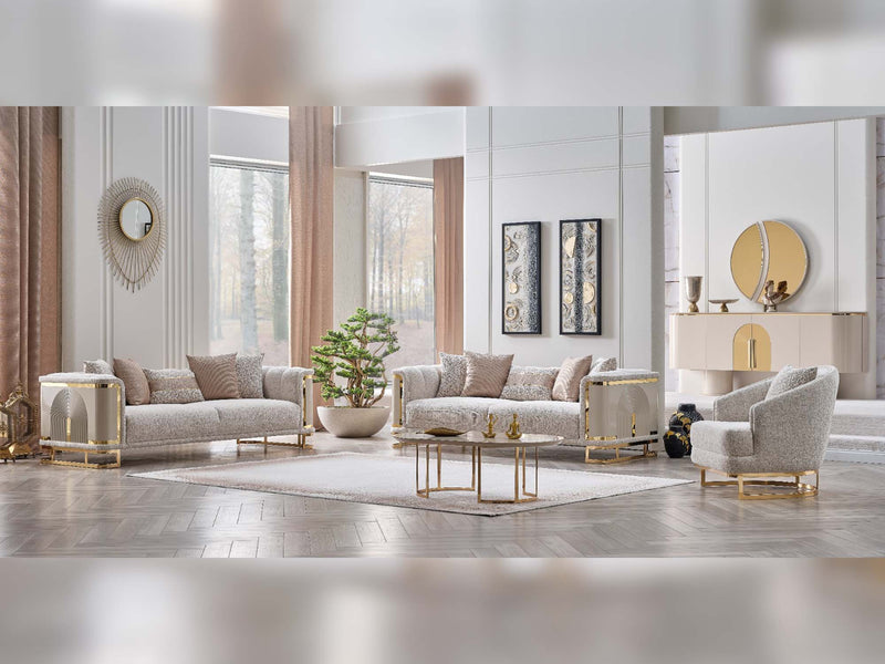 Asos 4-pieces (2 Sofa & 2 Chair) Livingroom in Cream - 200-SAN-ASO-3311