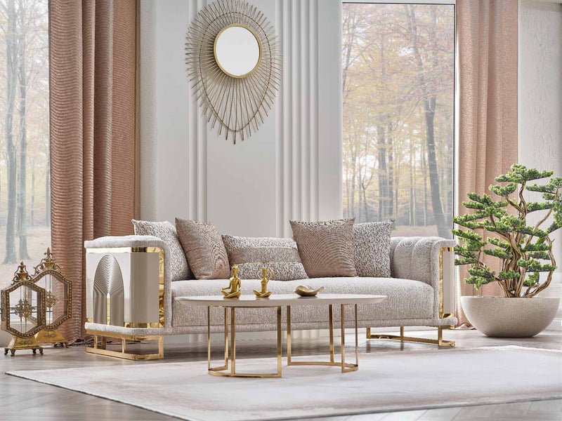 Asos 4-pieces (2 Sofa & 2 Chair) Livingroom in Cream - 200-SAN-ASO-3311