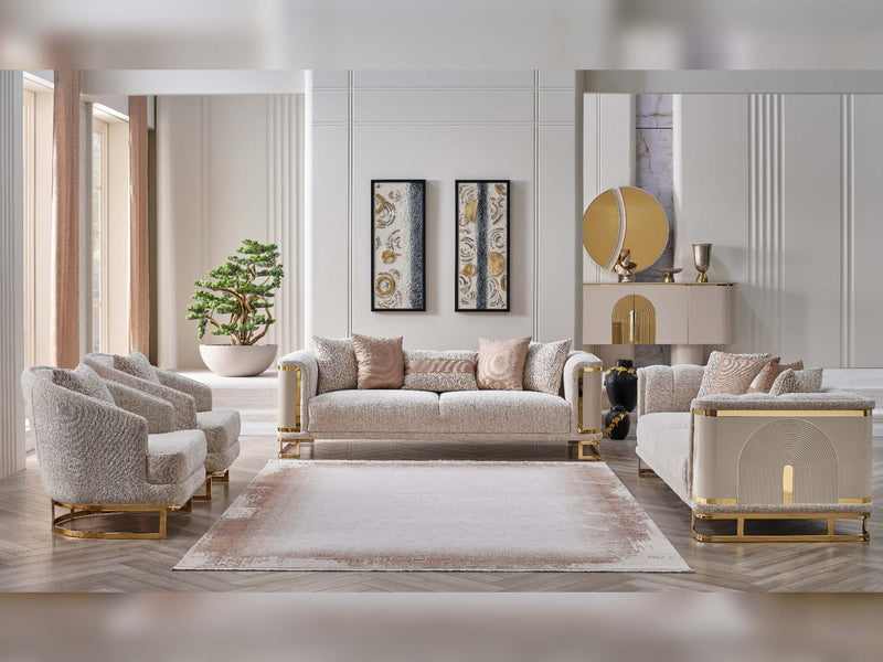 Asos 4-pieces (2 Sofa & 2 Chair) Livingroom in Cream - 200-SAN-ASO-3311