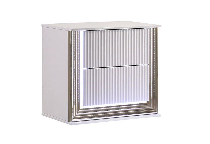 Aspen White Nightstand With Led - Gate FurnitureNightstand