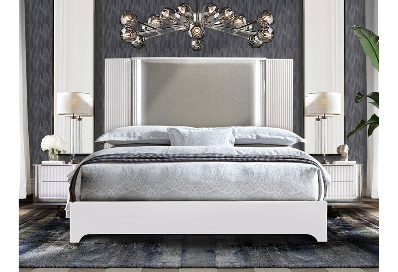 Aspen White Nightstand With Led - Gate FurnitureNightstand