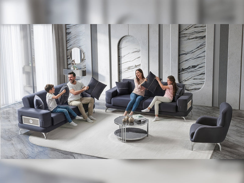 Aspendos 3-pieces (Sofa & Loveseat & Chair) Livingroom Set in Anthracite - 200-ST-ASP-ANKA154-321