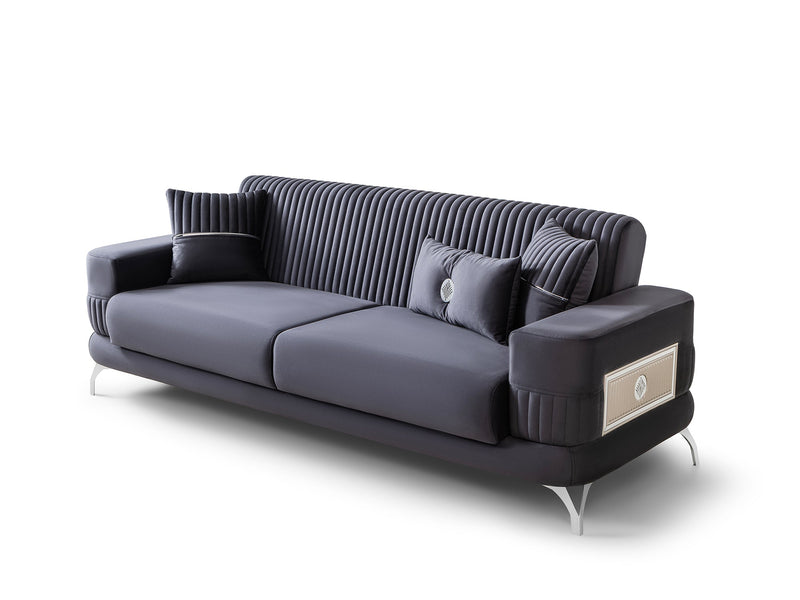 Aspendos 3-pieces (Sofa & Loveseat & Chair) Livingroom Set in Anthracite - 200-ST-ASP-ANKA154-321