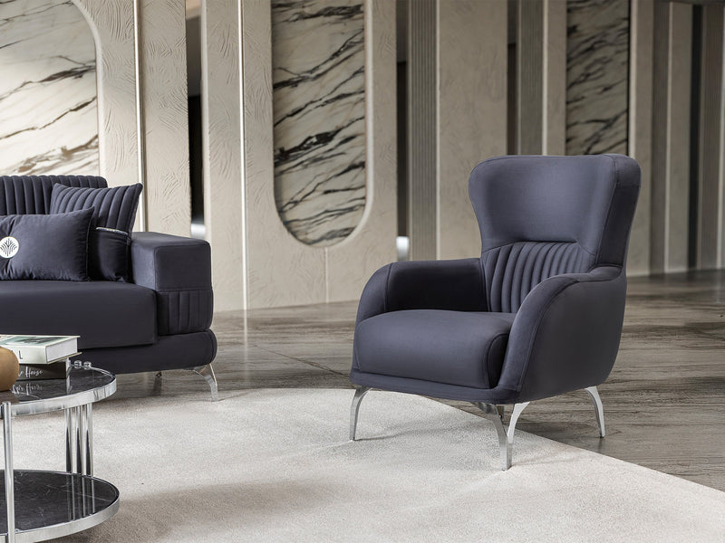 Aspendos 3-pieces (Sofa & Loveseat & Chair) Livingroom Set in Anthracite - 200-ST-ASP-ANKA154-321