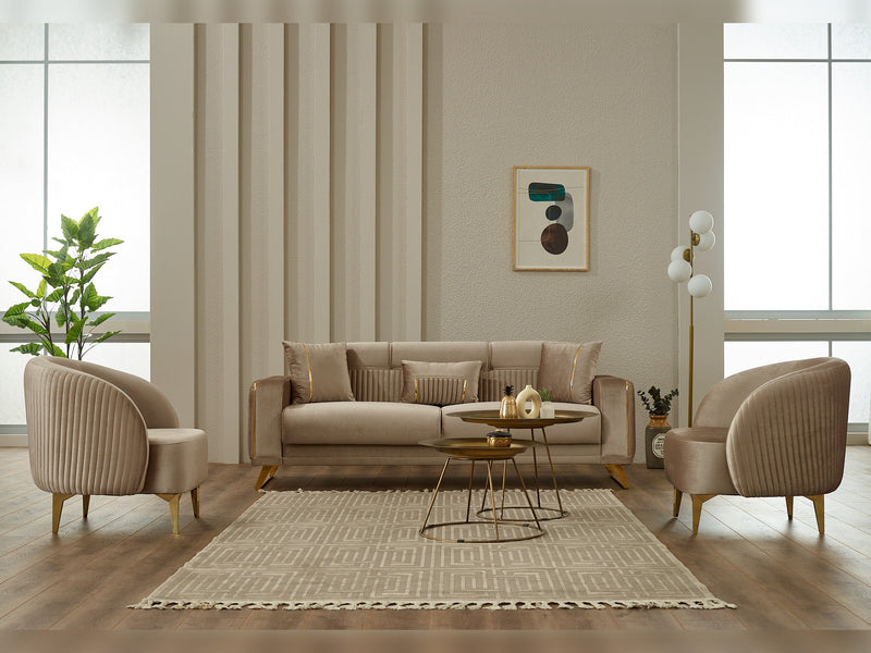 Astera 3-pieces (Sofa & Loveseat & Chair) Livingroom in Grey - 200-SIM-AST-VELVET412-321