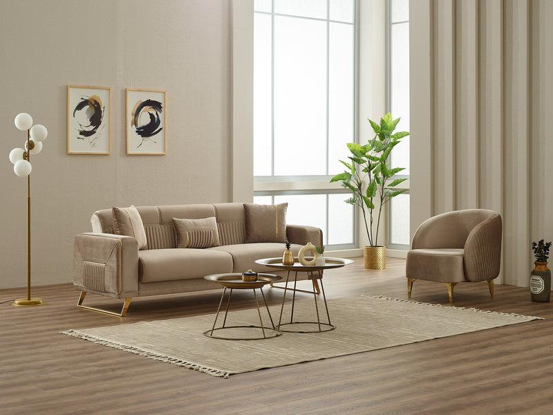 Astera 3-pieces (Sofa & Loveseat & Chair) Livingroom in Grey - 200-SIM-AST-VELVET412-321