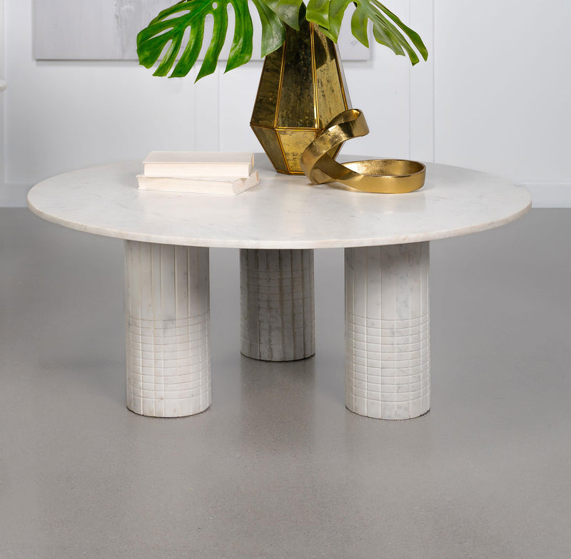 Astoria Round Genuine Marble Coffee Table White - 709668