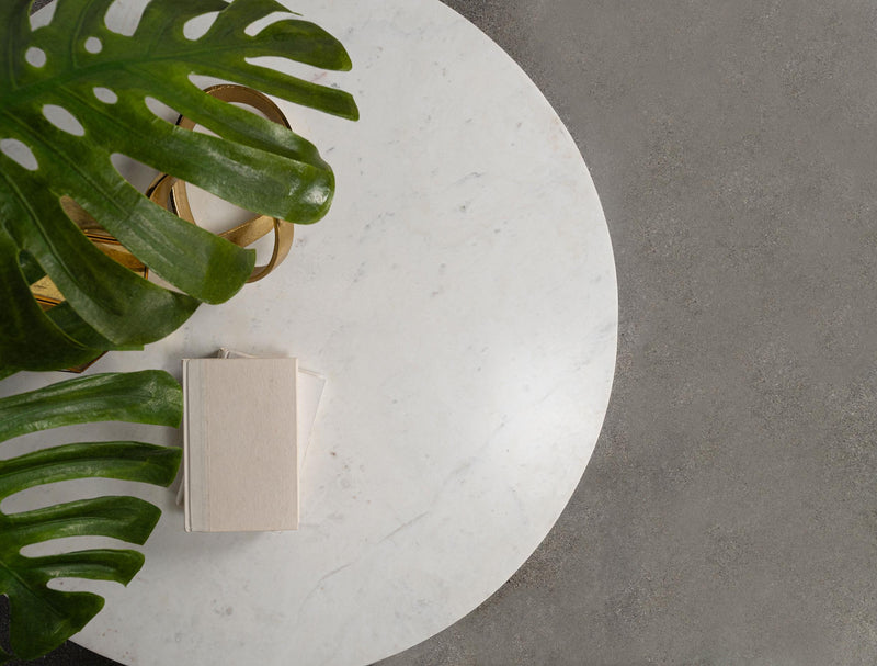 Astoria Round Genuine Marble Side End Table White - 709667