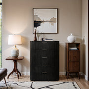 Astrid Solid Wood And Oak Veneer Chest in Black - 818Black-CH