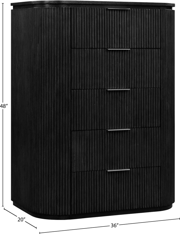 Astrid Solid Wood And Oak Veneer Chest in Black - 818Black-CH