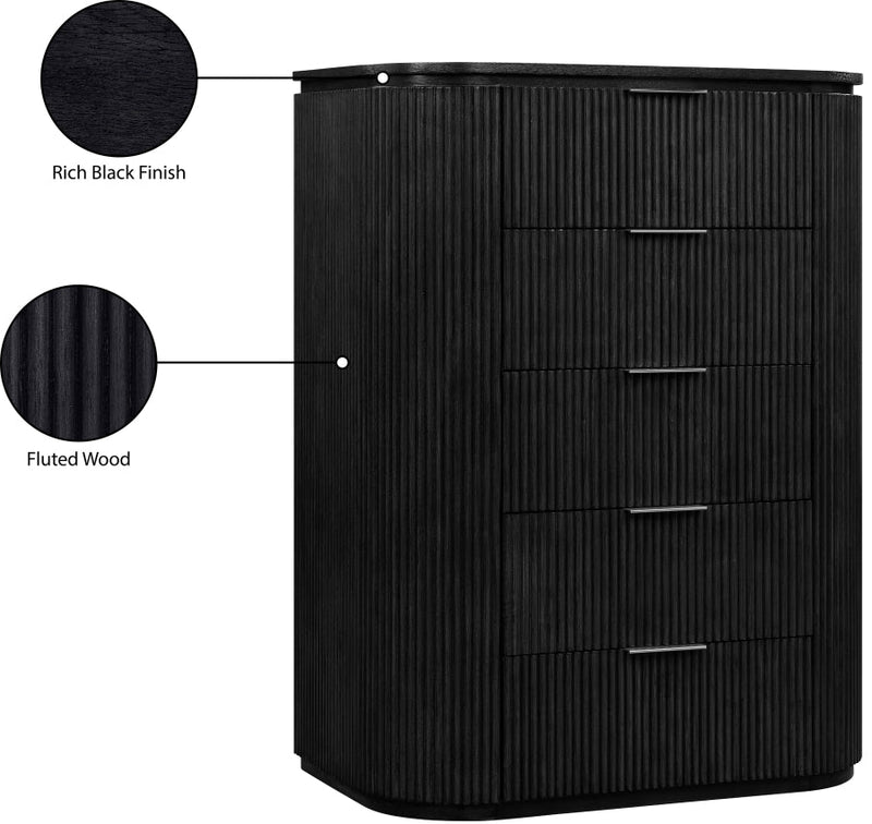 Astrid Solid Wood And Oak Veneer Chest in Black - 818Black-CH