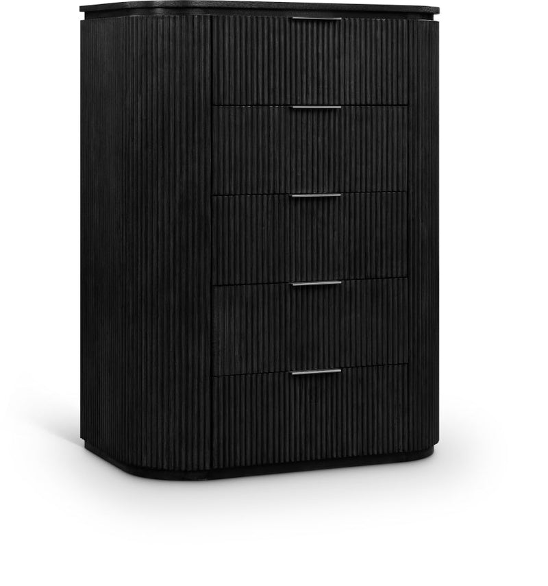 Astrid Solid Wood And Oak Veneer Chest in Black - 818Black-CH