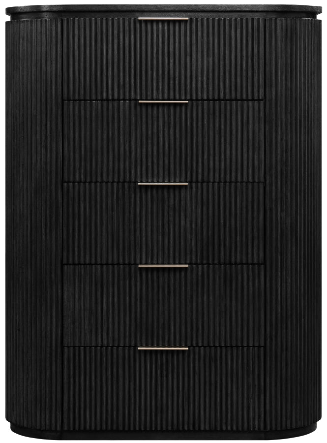 Astrid Solid Wood And Oak Veneer Chest in Black - 818Black-CH