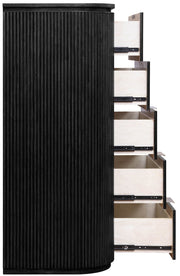 Astrid Solid Wood And Oak Veneer Chest in Black - 818Black-CH