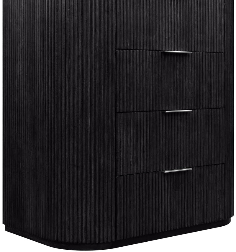 Astrid Solid Wood And Oak Veneer Chest in Black - 818Black-CH