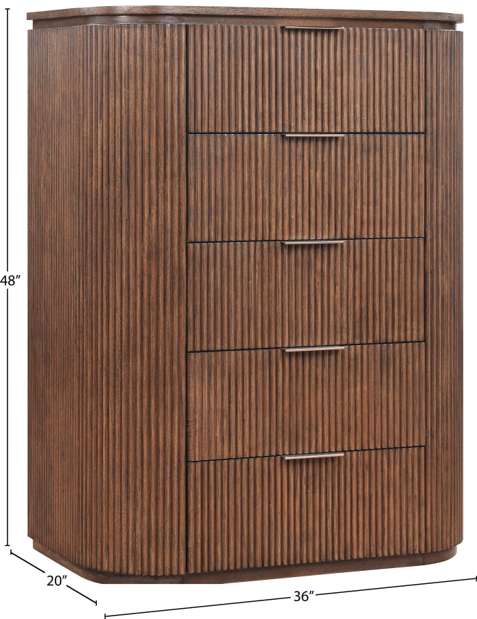 Astrid Solid Wood And Oak Veneer Chest in Brown - 818Brown-CH