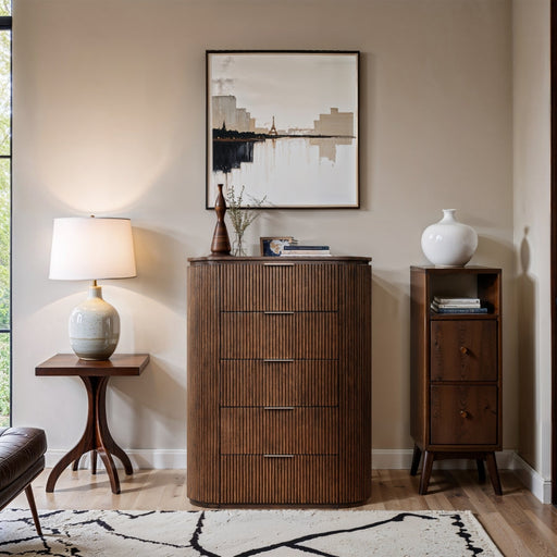 Astrid Solid Wood And Oak Veneer Chest in Brown - 818Brown-CH