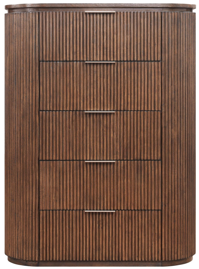 Astrid Solid Wood And Oak Veneer Chest in Brown - 818Brown-CH