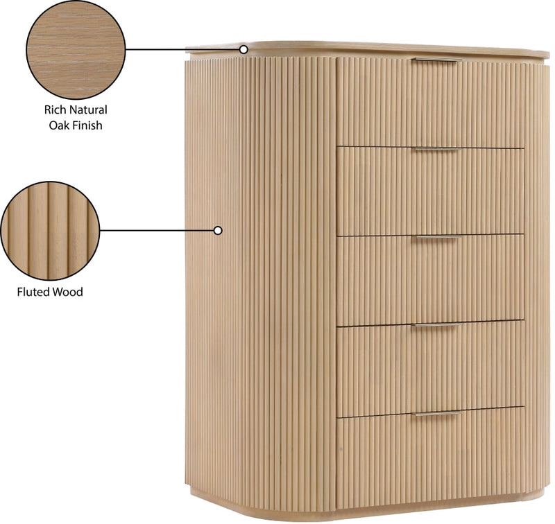 Astrid Solid Wood And Oak Veneer Chest in Natural - 818Oak-CH