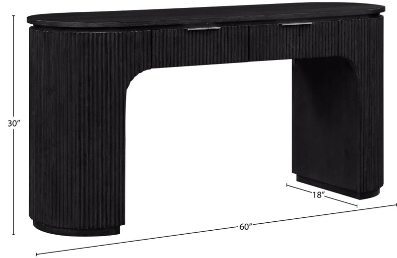 Astrid Solid Wood And Oak Veneer Desk in Black - 818Black-Desk