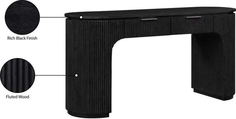 Astrid Solid Wood And Oak Veneer Desk in Black - 818Black-Desk