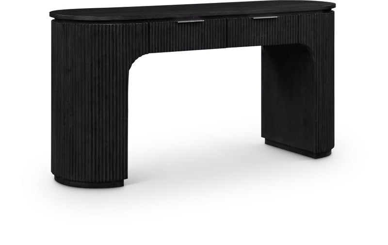 Astrid Solid Wood And Oak Veneer Desk in Black - 818Black-Desk