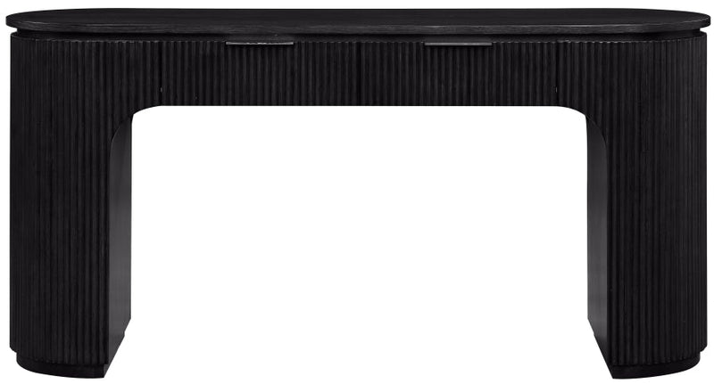 Astrid Solid Wood And Oak Veneer Desk in Black - 818Black-Desk