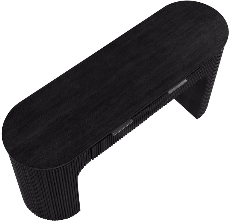 Astrid Solid Wood And Oak Veneer Desk in Black - 818Black-Desk