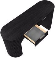 Astrid Solid Wood And Oak Veneer Desk in Black - 818Black-Desk