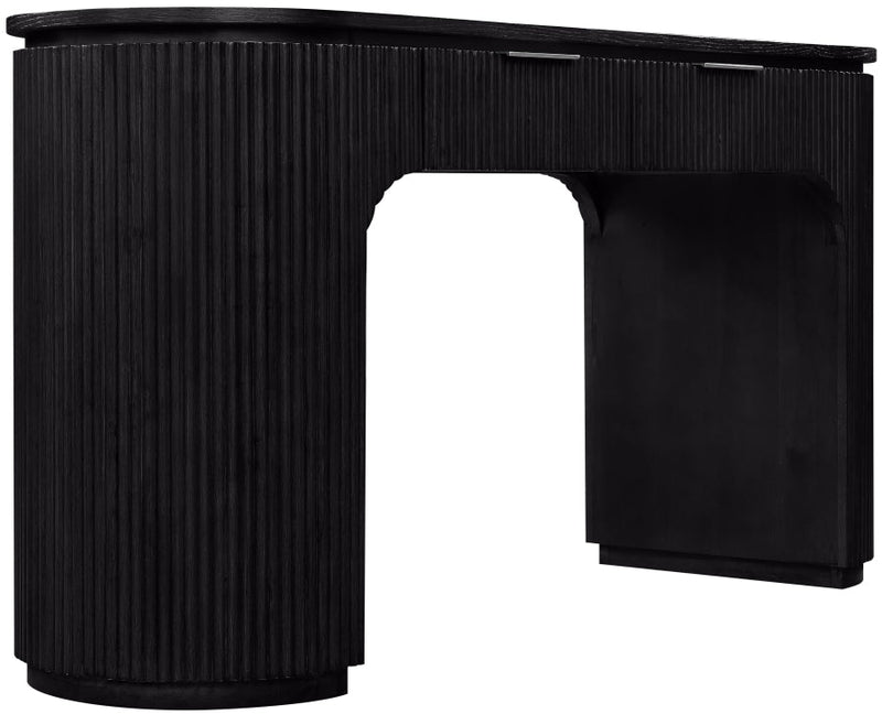 Astrid Solid Wood And Oak Veneer Desk in Black - 818Black-Desk