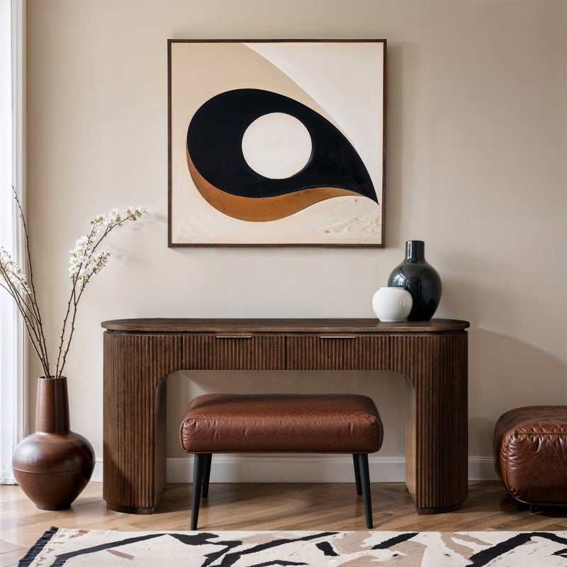Astrid Solid Wood And Oak Veneer Desk in Brown - 818Brown-Desk