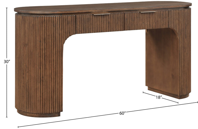 Astrid Solid Wood And Oak Veneer Desk in Brown - 818Brown-Desk