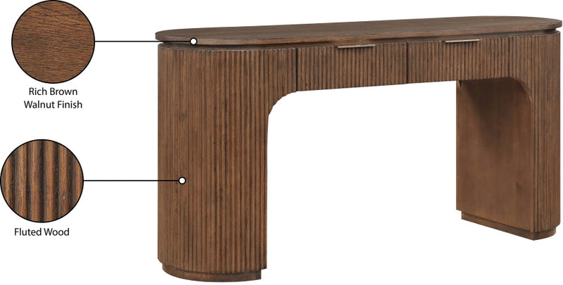 Astrid Solid Wood And Oak Veneer Desk in Brown - 818Brown-Desk