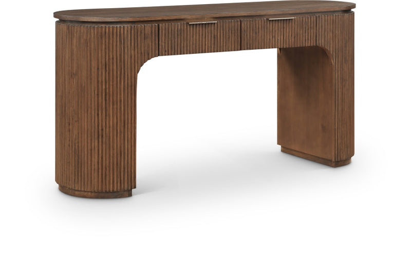 Astrid Solid Wood And Oak Veneer Desk in Brown - 818Brown-Desk