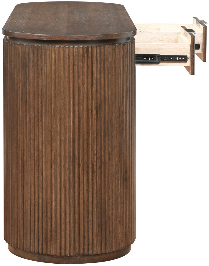 Astrid Solid Wood And Oak Veneer Desk in Brown - 818Brown-Desk