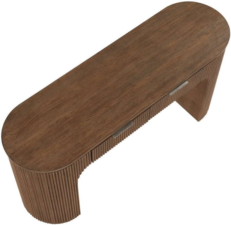 Astrid Solid Wood And Oak Veneer Desk in Brown - 818Brown-Desk